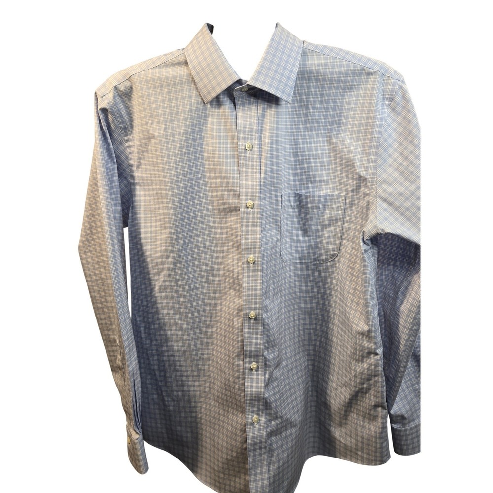 Brooks Brothers Mens Blue White Check Button Down Dress Shirt 15 33 Slim Fit